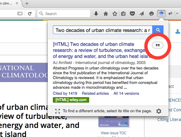 The google scholar button in a web browser